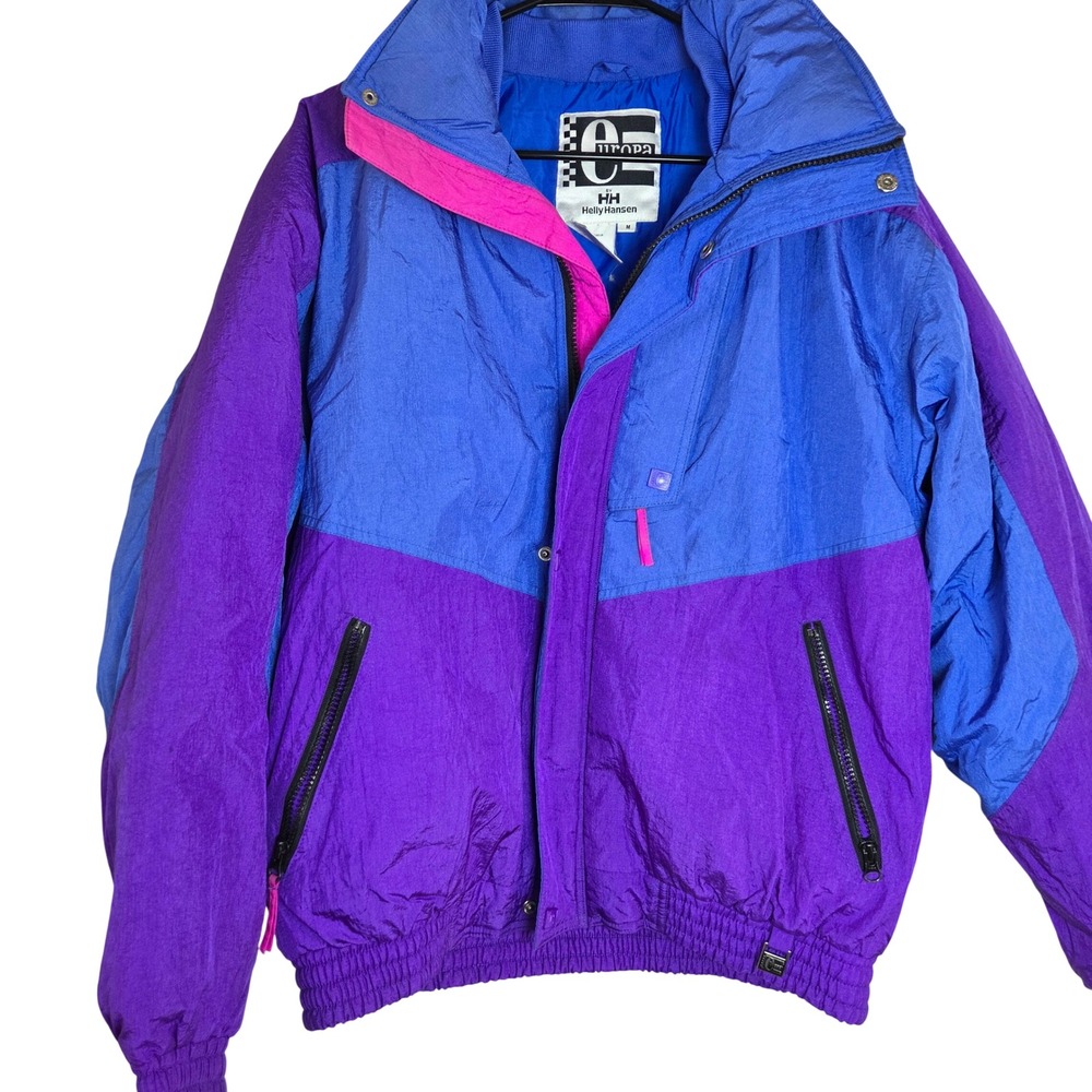 Vintage Helly Hansen Europa Ski Jacket Purple Blue Colorblock Womens M USA